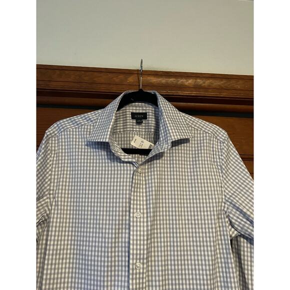 NWT J. Crew Slim Bowery Performance Stretch Shirt Spread Collar White Gray S - Picture 3 of 14